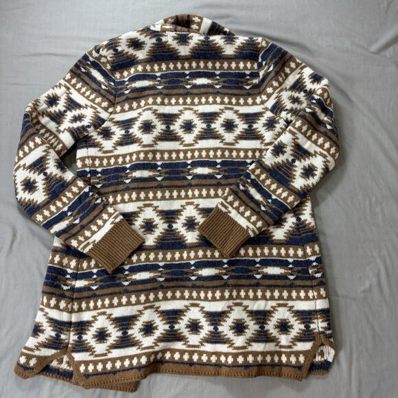 Women’s Orvis Wool Blend Tribal Aztec Open Front Cardigan Sweater Western Small - Picture 2 of 6